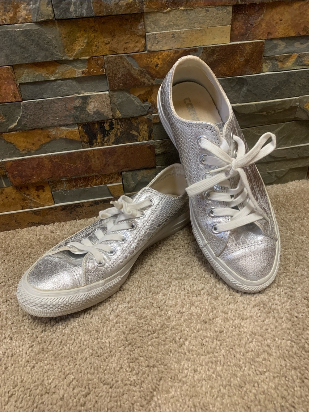 Converse Women's Metallic Silver Low-Top Sneakers